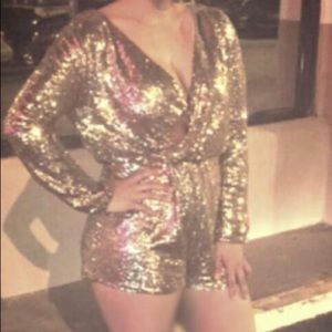 Gold long sleeve romper